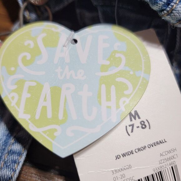 Jordache Girls Denim Wide Crop Denim Overalls - Size Medium (7-8) NWT - Picture 7 of 8